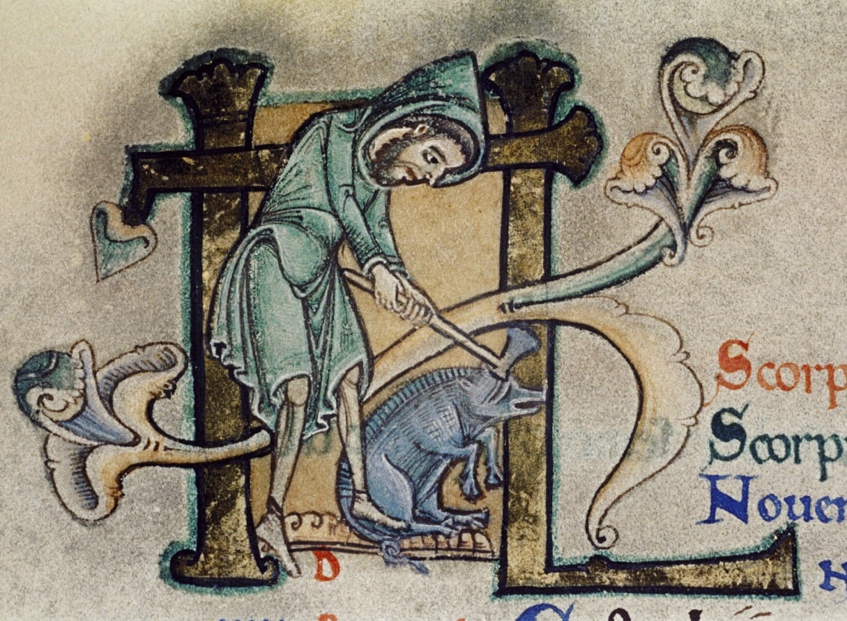 Bodleian Library, MS. Auct. D. 2. 6, f. 6v, England, ca. 1139-1158.